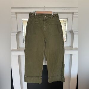 We The Free Palmer Cuff Cinch Waist Jeans in Army Green